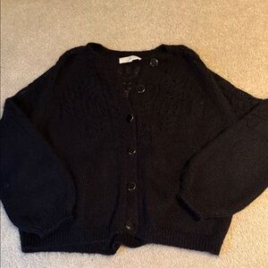 Sezane Black Button-Up Cardigan XS